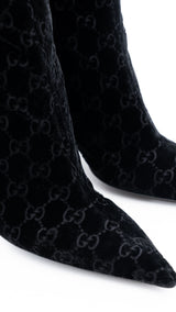 Gucci X Tom Ford GG Monogram Velvet Knee High Boots