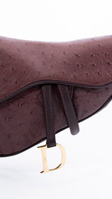 Dior Ostrich Leather Mini Saddle Bag