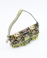 Fendi Lizard Trimmed Beaded Baguette