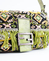 Fendi Lizard Trimmed Beaded Baguette