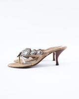 Le Silla Crystal-Embellished Snakeskin Heels - EU 36