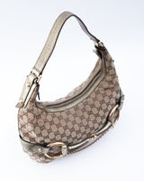 Gucci Monogram Horsebit Hobo Bag