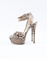 Casadei Python Embossed Leather Heels - EU 37