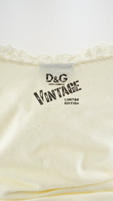 Dolce & Gabbana B-Natural Lace Trim Logo Tank Top
