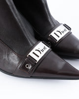 Dior Leather Knee High Logo Boots - EU 37