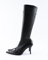 Dior Leather Knee High Logo Boots - EU 37
