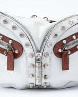 Versace Studded Cresent Leather Hobo Bag
