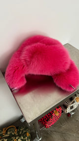 Fox Fur Trapper Hat - Hot Pink