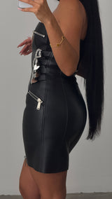Dsquared2 Western Leather Strapless Mini Dress