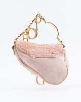 Dior Shearling Mini Saddle Wristlet Bag