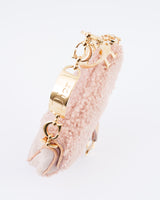 Dior Shearling Mini Saddle Wristlet Bag