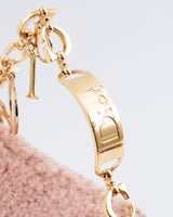 Dior Shearling Mini Saddle Wristlet Bag