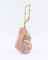 Dior Shearling Mini Saddle Wristlet Bag