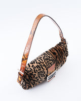 Fendi Leopard Print Fur Baguette Bag