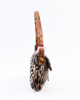 Fendi Leopard Print Fur Baguette Bag
