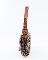 Fendi Leopard Print Fur Baguette Bag