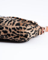 Fendi Leopard Print Fur Baguette Bag