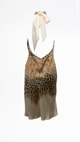 Roberto Cavalli Cheetah Halter Neck Dress