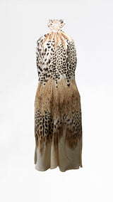 Roberto Cavalli Cheetah Halter Neck Dress