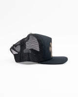 Chrome Hearts Triple Cross Cemetery Leather Trucker Hat