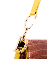 Dior Croc Leather Saddle Bag