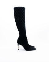 Gucci X Tom Ford GG Monogram Velvet Knee High Boots