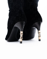 Gucci X Tom Ford GG Monogram Velvet Knee High Boots