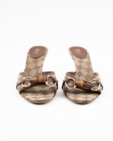 Gucci Monogram Bamboo Horsebit Heels - EU 39
