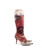 Roberto Cavalli Floral Print Knee High Boots