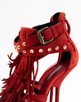 Giuseppe Zanotti Red Suede Fringe Heels - EU 38.5