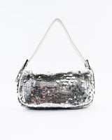 Fendi Silver Sequin Baguette