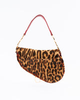 Dior Leopard Print Pony Hair Saddle Bag