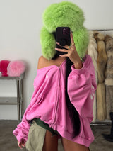 Fox Fur Trapper Hat - Green