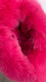 Fox Fur Trapper Hat - Hot Pink