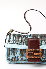 Fendi Satin Beaded Baguette Bag