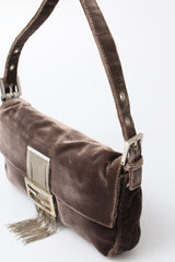 Fendi Velvet Tassel Baguette Bag