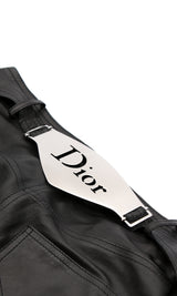 Dior Logo Plate Leather Trousers