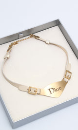 Dior Leather Plate Choker Necklace