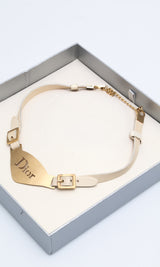 Dior Leather Plate Choker Necklace