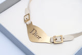 Dior Leather Plate Choker Necklace