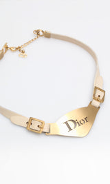 Dior Leather Plate Choker Necklace