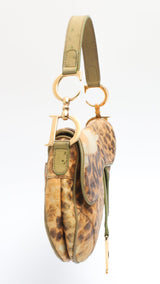 Dior Leopard Ostrich Saddle Bag