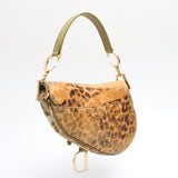 Dior Leopard Ostrich Saddle Bag