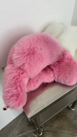 Fox Fur Trapper Hat - Pink