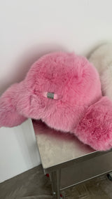 Fox Fur Trapper Hat - Pink