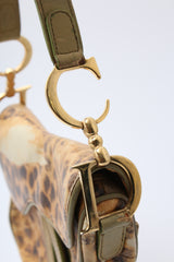 Dior Leopard Ostrich Saddle Bag