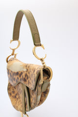 Dior Leopard Ostrich Saddle Bag