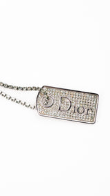 Dior Rhinestone Tag Necklace