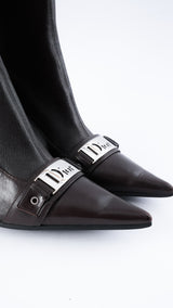 Dior Leather Knee High Logo Boots - EU 37