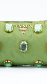 Prada Tessuto Pietre Embellished Shoulder Bag